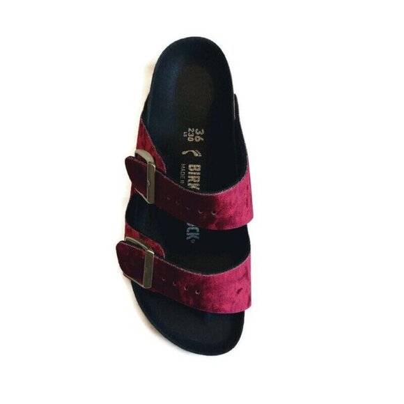 Birkenstock Womens Sz 5-5.5 Arizona BS Sandals EU 36 NARROW Fit Velvet Burgundy - Picture 3 of 10